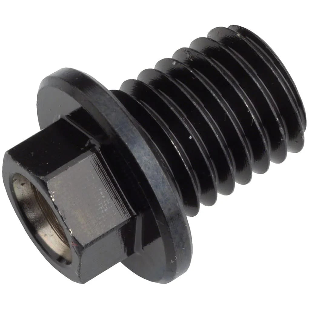 Black metal screw on a white background