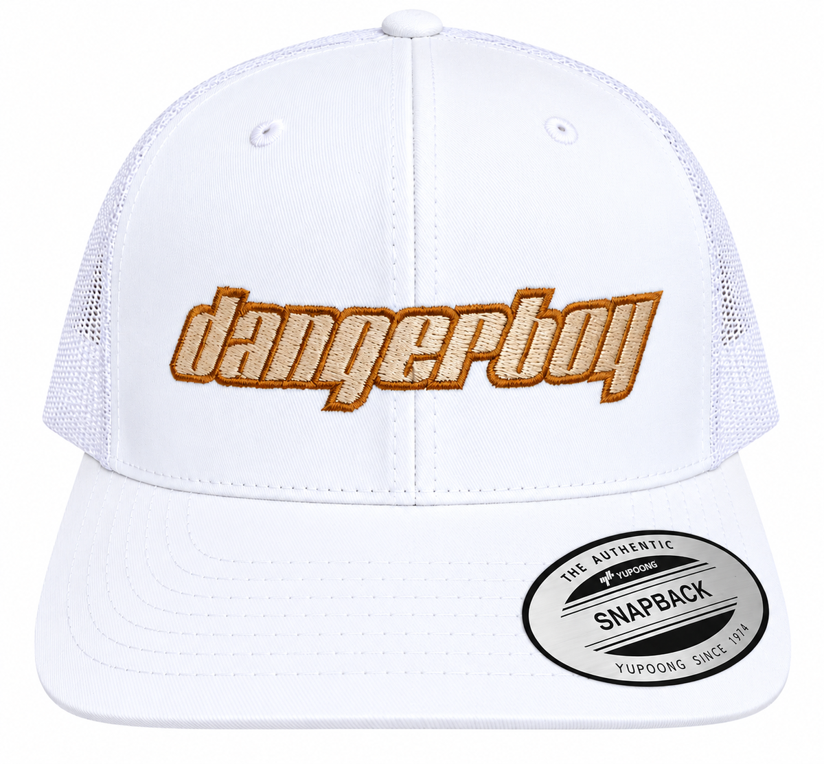 Dangerboy Snapback Hat – White-Gold Embroid