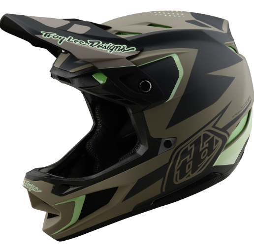 Moto helmet with Troy Lee Designs branding on a white background