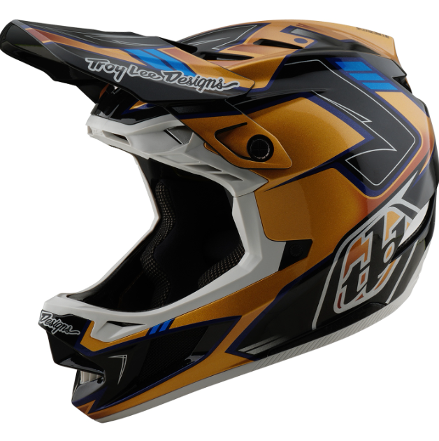 Motocross helmet with Troy Lee Designs branding on a white background
