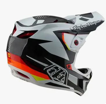 Motocross helmet with Troy Lee Designs branding on a white background