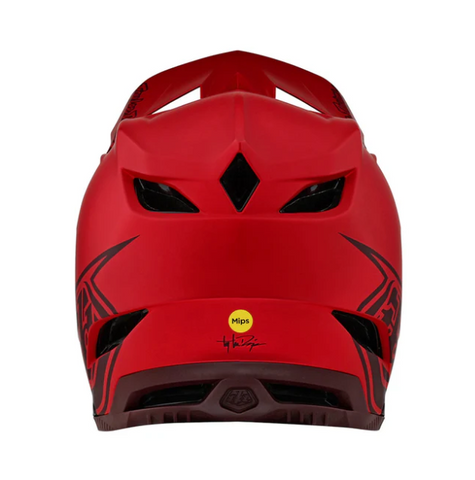 Red helmet with black accents on a white background