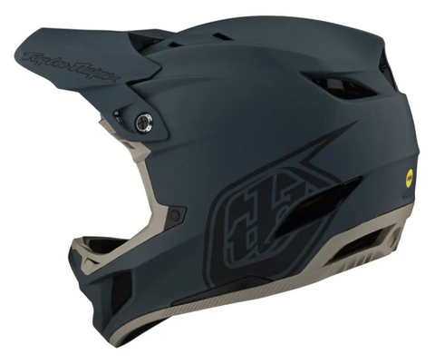 Dark gray helmet with brand logo on a white background