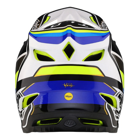 Colorful motorcycle helmet with a white background