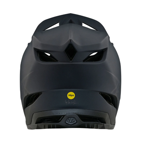 Black helmet with a visible brand logo on a white background