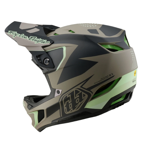 Troy Lee Designs helmet with a camouflage pattern on a white background