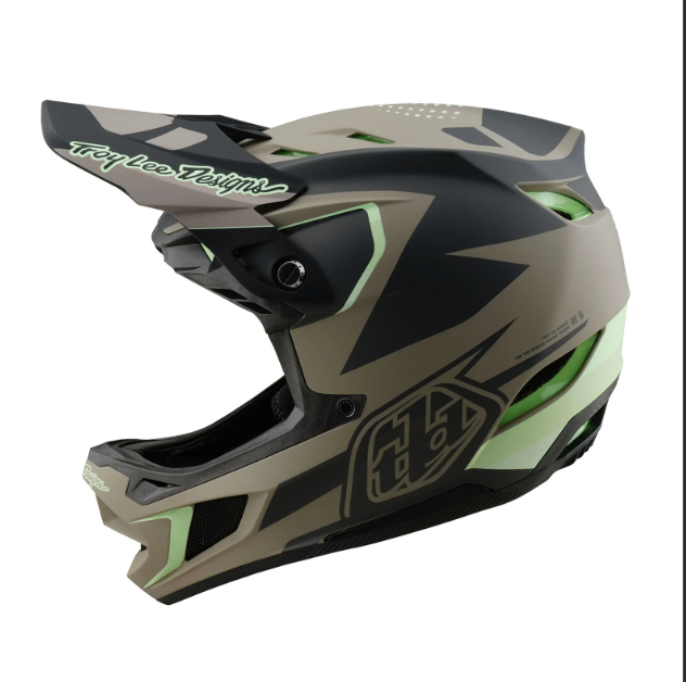 Motocross helmet with Troy Lee Designs branding on a white background